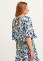 Bayan Çok Renkli Floral Desenli ve Bağcıklı Kimono