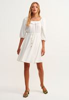 Bayan Krem Balon Kollu Elbise