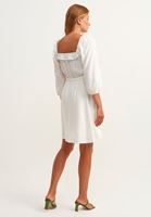 Bayan Krem Balon Kollu Elbise