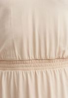 Bayan Açık Bej V-Neck Midi Elbise