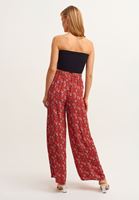 Bayan Çok Renkli Floral Desenli Yırtmaçlı Pantolon