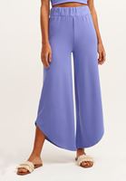 Bayan Mor Esnek Dokulu Asimetrik Wide-Leg Pantolon