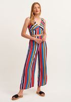 Bayan Çok Renkli Çizgili Wide-Leg Pantolon