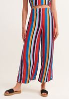 Bayan Çok Renkli Çizgili Wide-Leg Pantolon