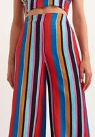 Bayan Çok Renkli Çizgili Wide-Leg Pantolon