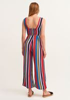 Bayan Çok Renkli Çizgili Wide-Leg Pantolon