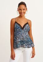 Bayan Çok Renkli Dantel Detaylı Askılı Bluz