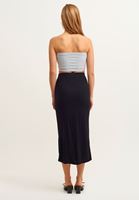 Bayan Siyah Büzgülü Kruvaze Midi Etek