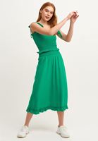 Bayan Yeşil Beli Gipeli Midi Etek