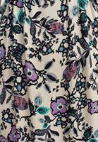 Bayan Çok Renkli Floral Desenli ve Fırfırlı Maxi Elbise