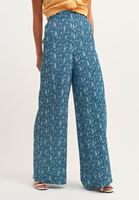 Bayan Çok Renkli Desenli Wide-Leg Pantolon