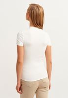 Bayan Krem Cut-Out Detaylı Roll-Neck Tişört