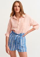 Bayan Pembe Cep Detaylı Gömlek