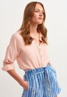 Bayan Pembe Cep Detaylı Gömlek