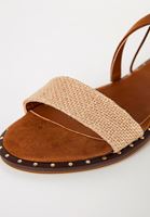 Bayan Kahverengi Çapraz Bantlı Hasır Sandalet