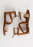 Bayan Kahverengi Çapraz Bantlı Hasır Sandalet