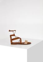 Bayan Kahverengi Çapraz Bantlı Hasır Sandalet