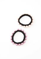 Bayan Pembe Boncuk Detaylı Lastik Toka Seti