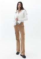 Bayan Bej Orta Bel Kargo Pantolon