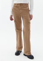 Bayan Bej Orta Bel Kargo Pantolon