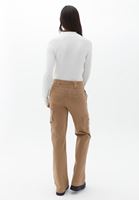 Bayan Bej Orta Bel Kargo Pantolon