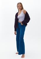 Bayan Mavi Düşük Bel Baggy-Fit Kargo Pantolon