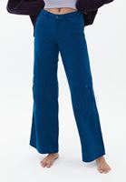 Bayan Mavi Düşük Bel Baggy-Fit Kargo Pantolon