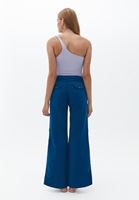 Bayan Mavi Düşük Bel Baggy-Fit Kargo Pantolon