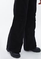 Bayan Siyah Düşük Bel Baggy-Fit Kargo Pantolon