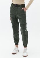 Bayan Haki Kemer Detaylı Kargo Pantolon ( TENCEL™ )