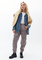 Bayan Bej Kemer Detaylı Kargo Pantolon ( TENCEL™ )