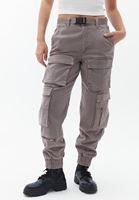 Bayan Bej Kemer Detaylı Kargo Pantolon ( TENCEL™ )