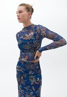 Bayan Çok Renkli Dik Yaka Tül Bluz