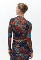 Bayan Çok Renkli Dik Yaka Tül Bluz