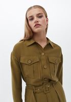 Bayan Yeşil Boyfriend Cepli Gömlek ( TENCEL™ )