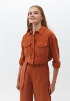 Bayan Kiremit Boyfriend Cepli Gömlek ( TENCEL™ )