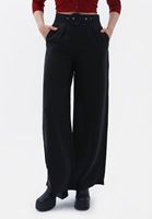 Women Black Wide Leg Pants with Belt