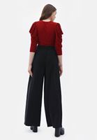 Women Black Wide Leg Pants with Belt