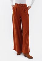 Women Brick Wide Leg Pants with Belt