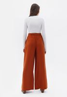 Women Brick Wide Leg Pants with Belt