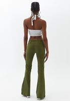 Bayan Yeşil Düşük Bel Kargo Cepli Pantolon