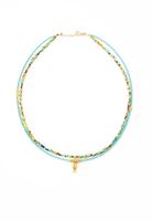 Bayan Yeşil Balık Uçlu Boncuklu Kolye