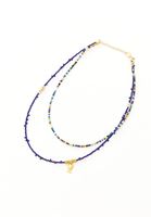 Bayan Mavi Balık Uçlu Boncuklu Kolye