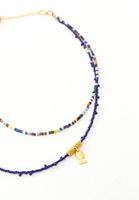 Bayan Mavi Balık Uçlu Boncuklu Kolye