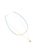 Bayan Altın Göz Detaylı Boncuklu Çoklu Kolye