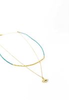 Bayan Altın Göz Detaylı Boncuklu Çoklu Kolye