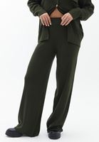 Bayan Yeşil Orta Bel Triko Pantolon