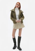 Bayan Yeşil Kürk Detaylı Hırka