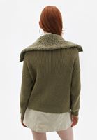 Bayan Yeşil Kürk Detaylı Hırka