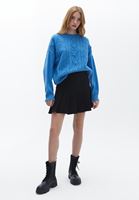 Bayan Mavi Loose-Fit Triko Kazak